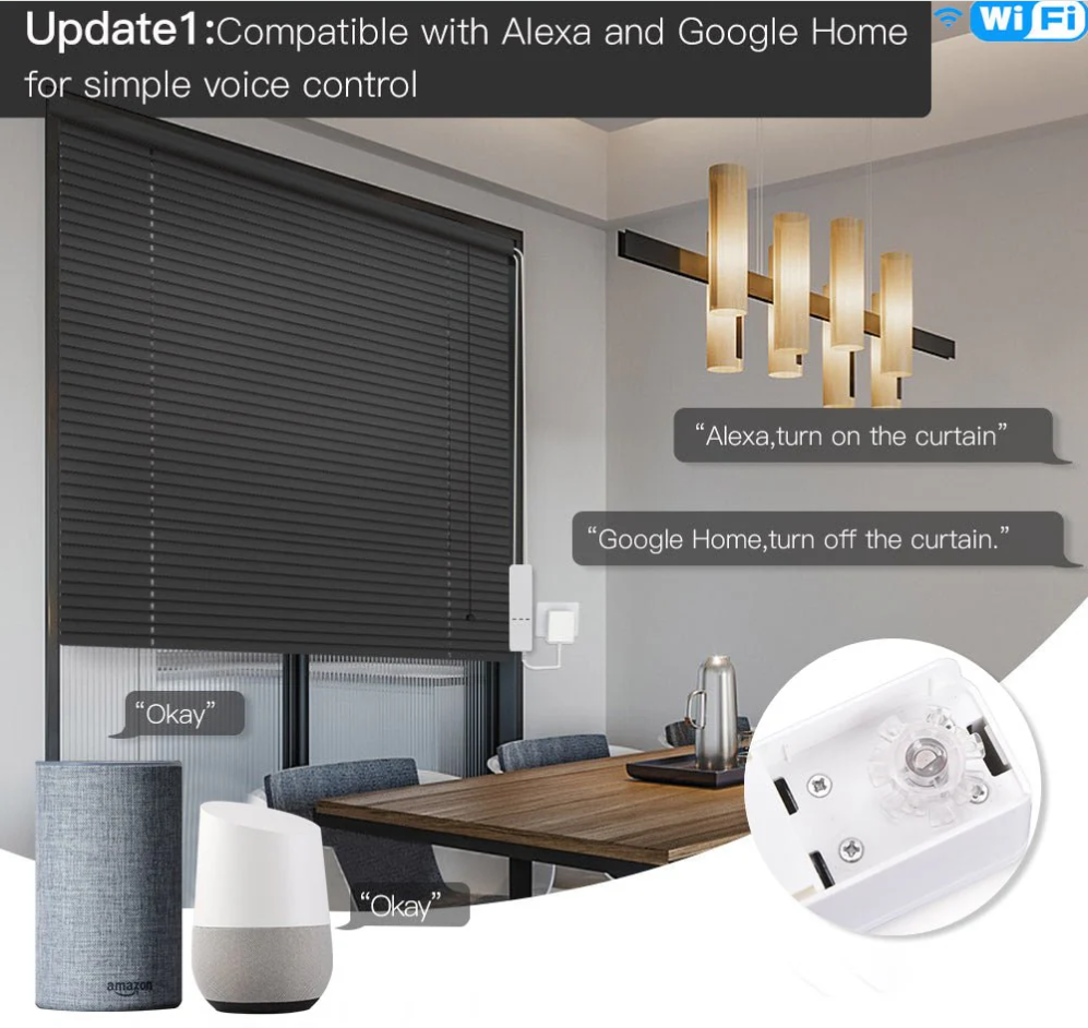 WiFi Smart Motorized Chain Roller Blinds Shade Shutter Drive Electric Curtain Motor RF Remote Automation Kit