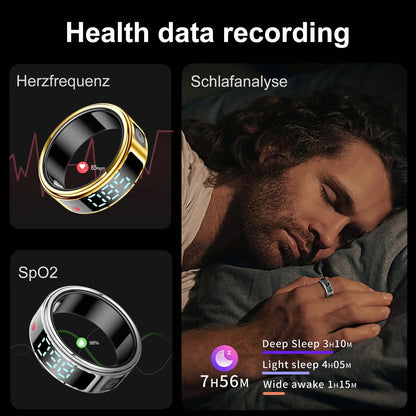 Smart Ring with Display Fitness Tracker Heart Rate Monitor Sleep Tracker